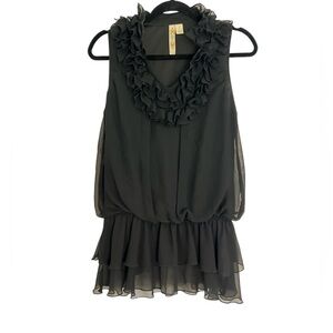 Adiva Charcoal Ruffled Top